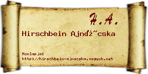 Hirschbein Ajnácska névjegykártya